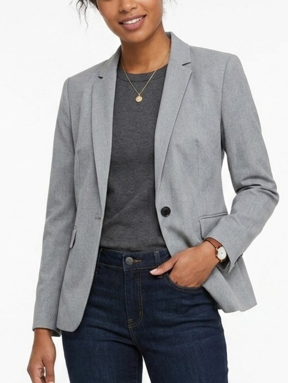 RW&CO. Gray Tailored Blazer with Notched Lapels